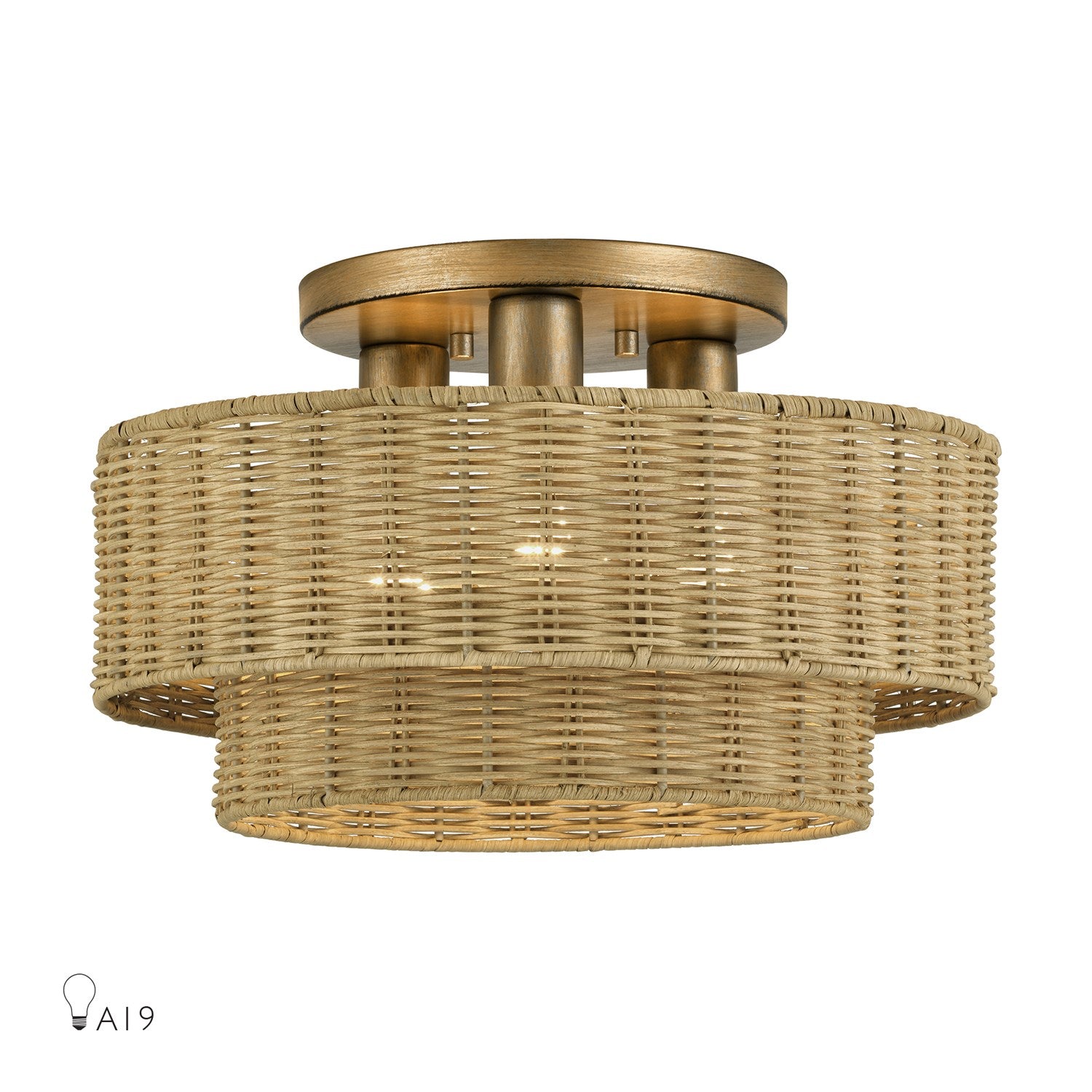 3 Light Antique Gold Leaf Large Semi-Flush by Livex Lighting