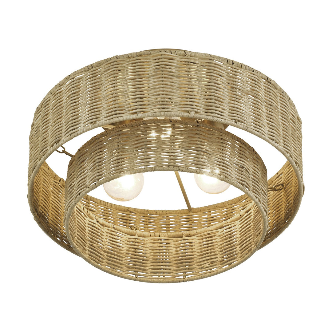 3 Light Antique Gold Leaf Large Semi-Flush