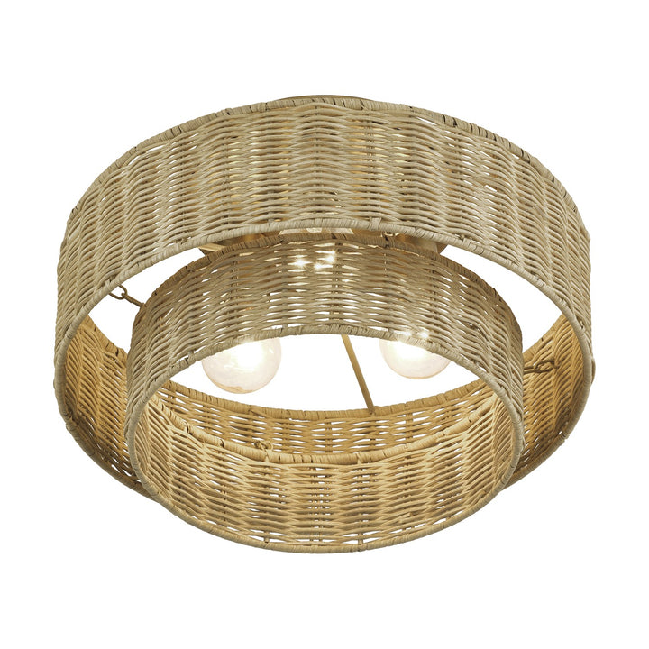 3 Light Antique Gold Leaf Large Semi-Flush