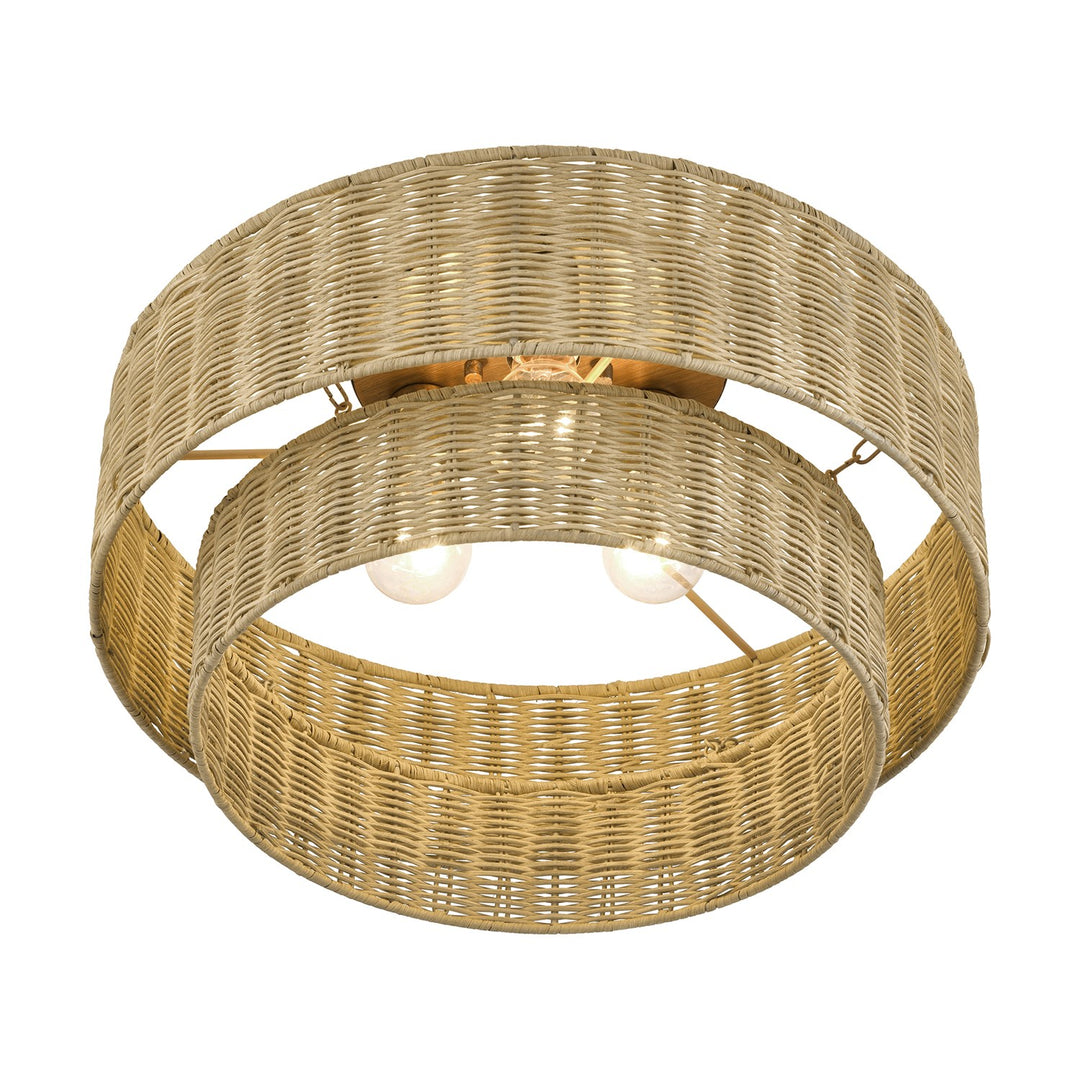 3 Light Antique Gold Leaf Large Semi-Flush