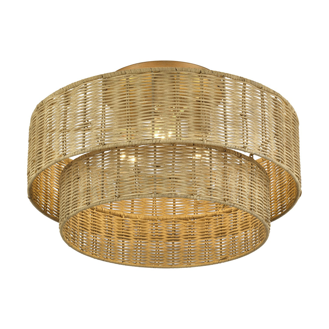 3 Light Antique Gold Leaf Large Semi-Flush
