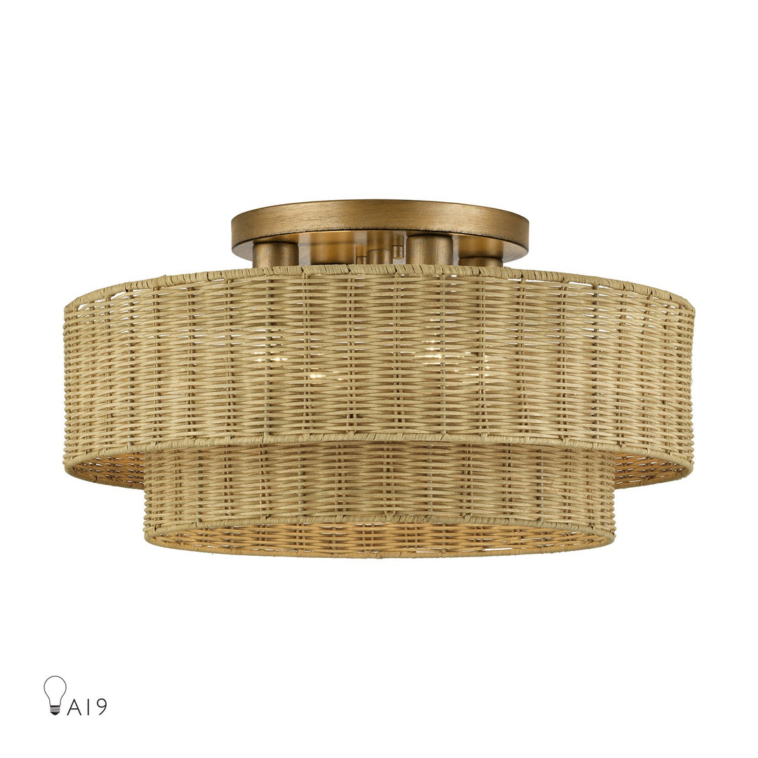 4 Light Antique Gold Leaf Extra Large Semi-Flush by Livex Lighting