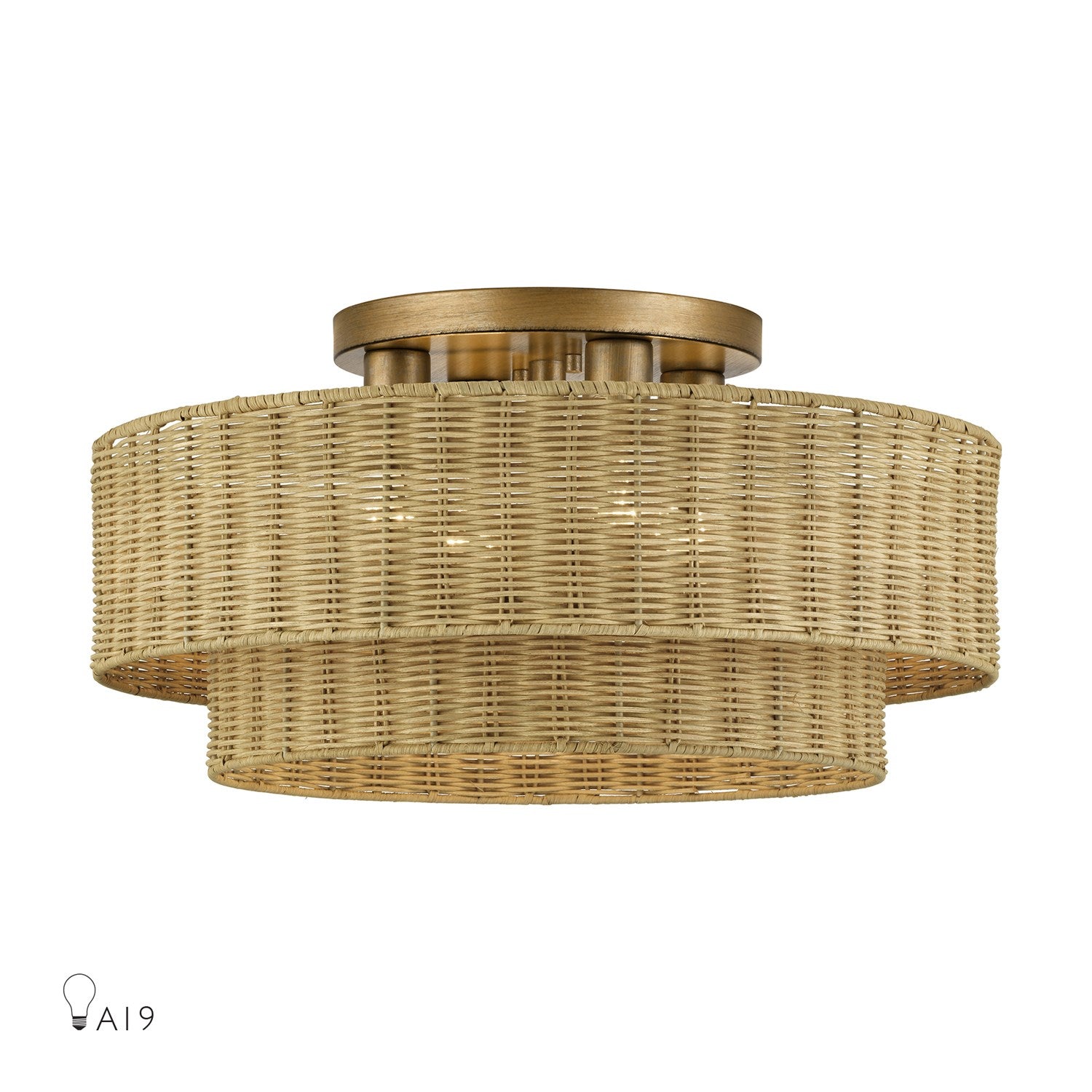 4 Light Antique Gold Leaf Extra Large Semi-Flush by Livex Lighting