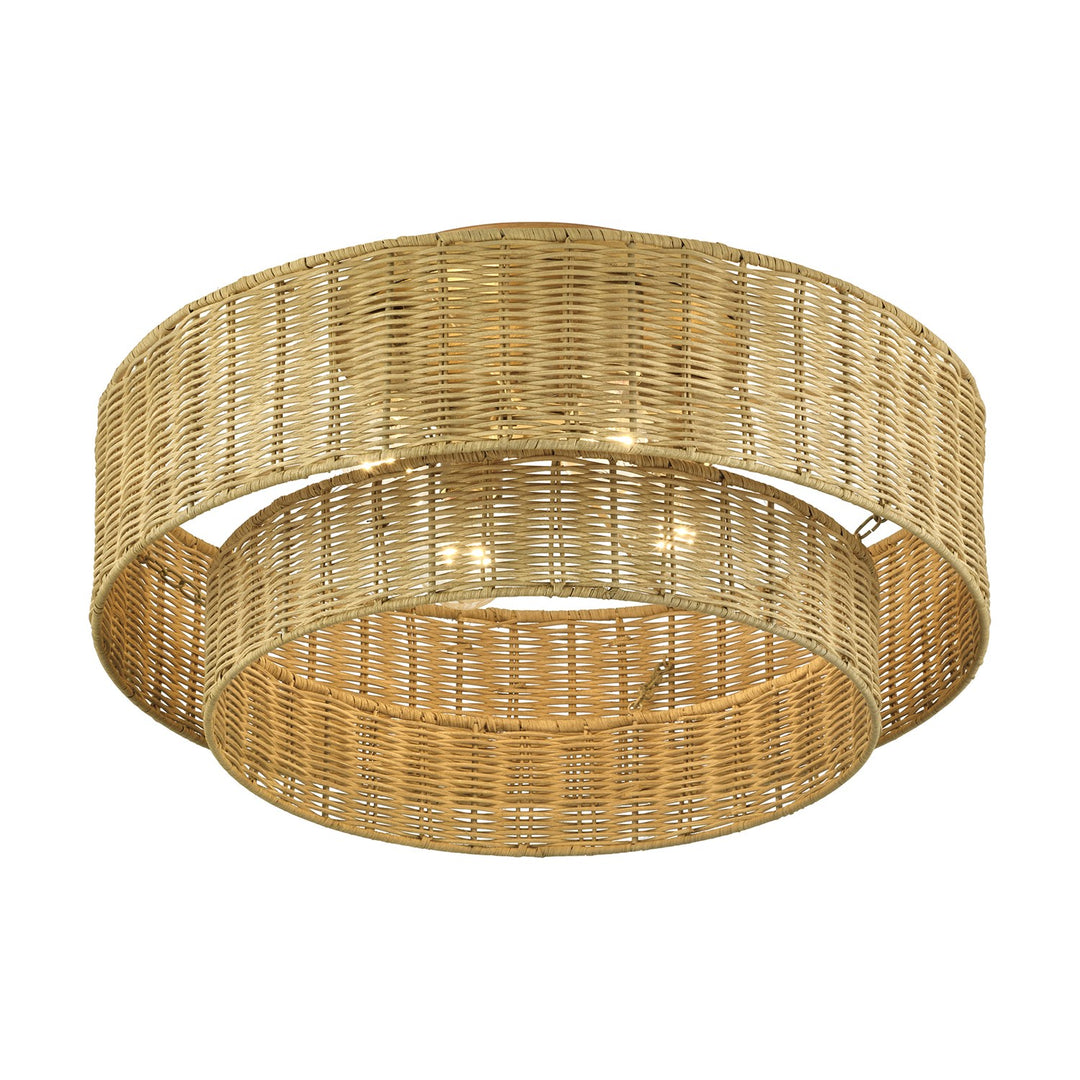 4 Light Antique Gold Leaf Extra Large Semi-Flush