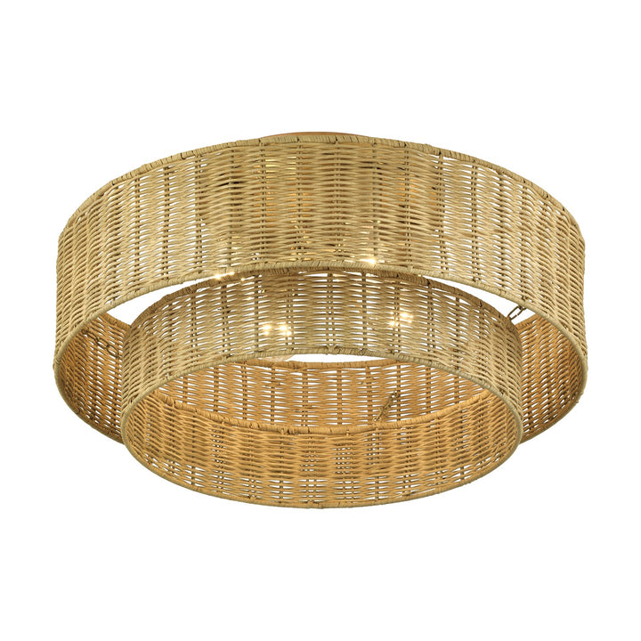 4 Light Antique Gold Leaf Extra Large Semi-Flush