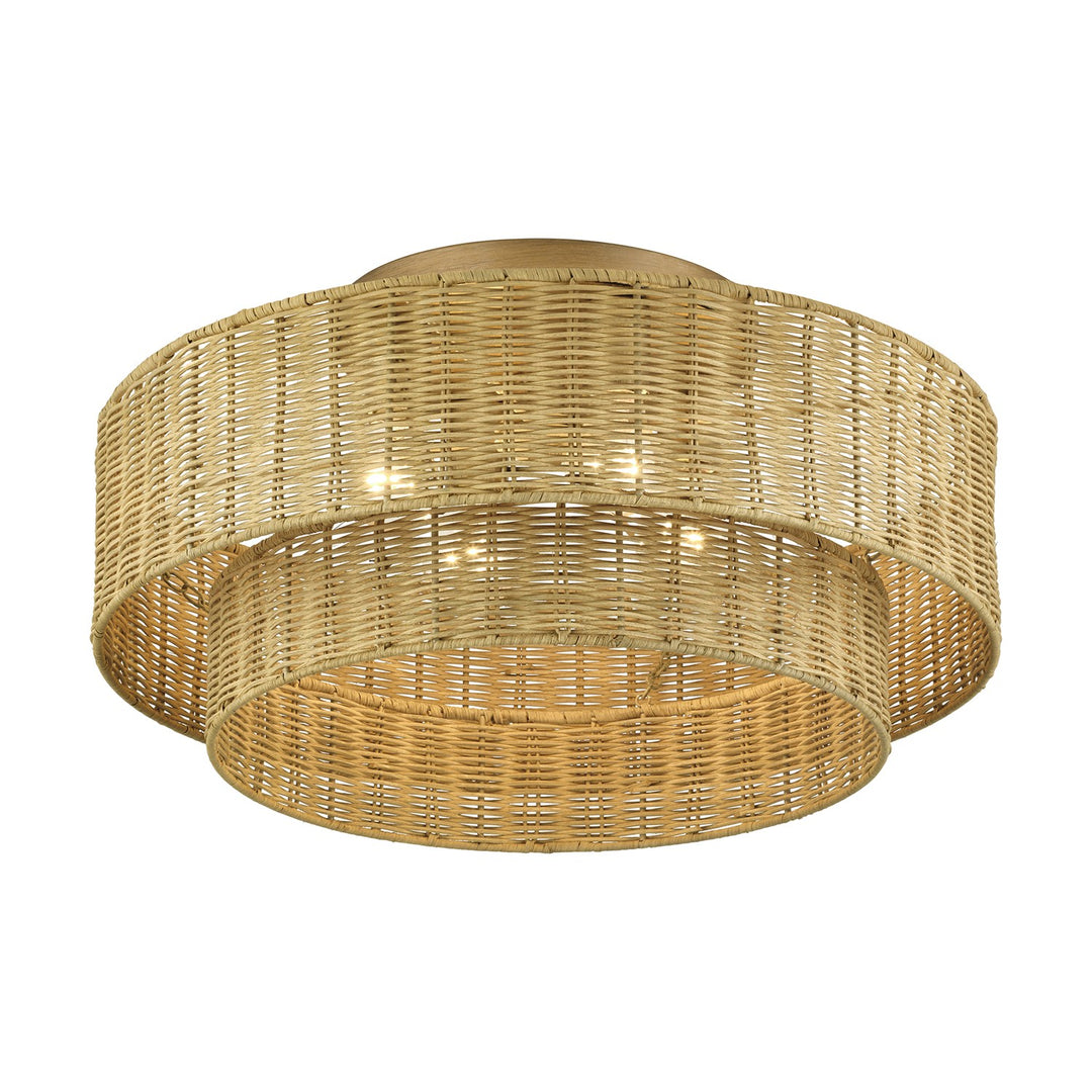 4 Light Antique Gold Leaf Extra Large Semi-Flush