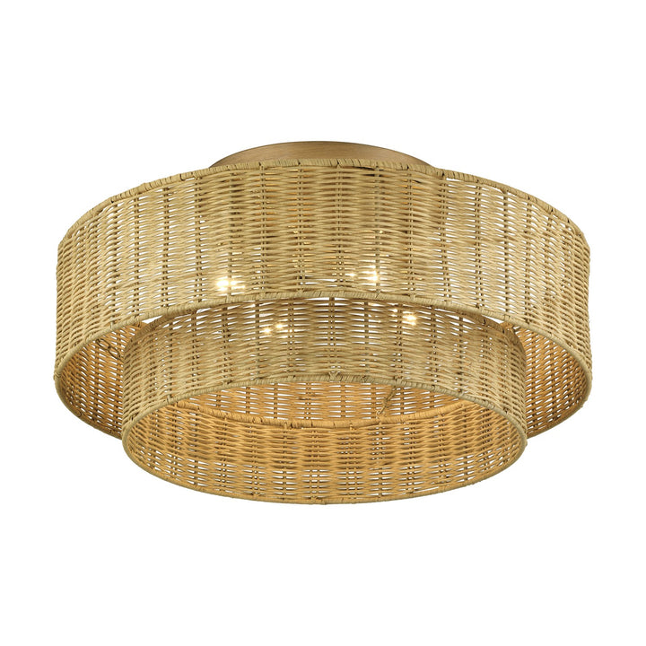 4 Light Antique Gold Leaf Extra Large Semi-Flush
