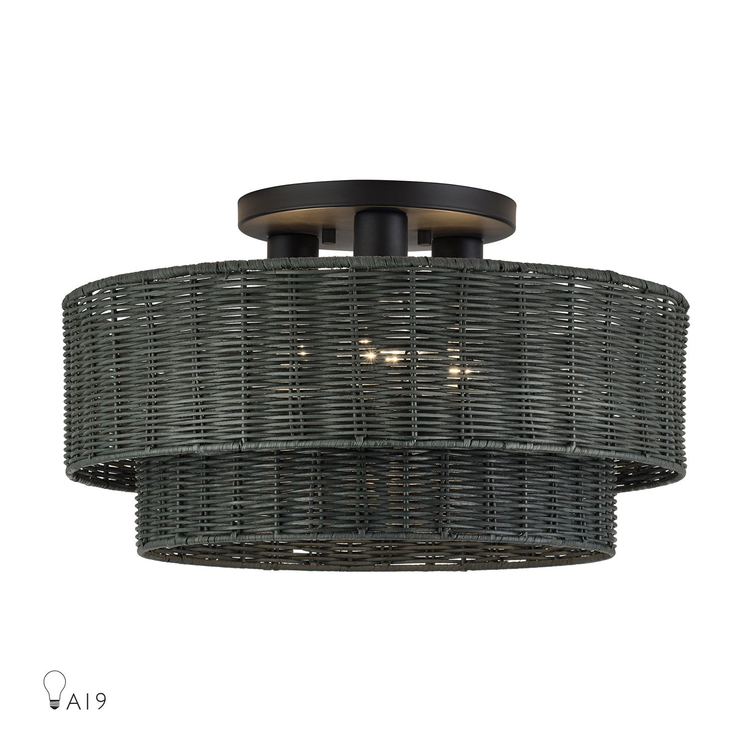 3 Light Black Large Semi-Flush by Livex Lighting