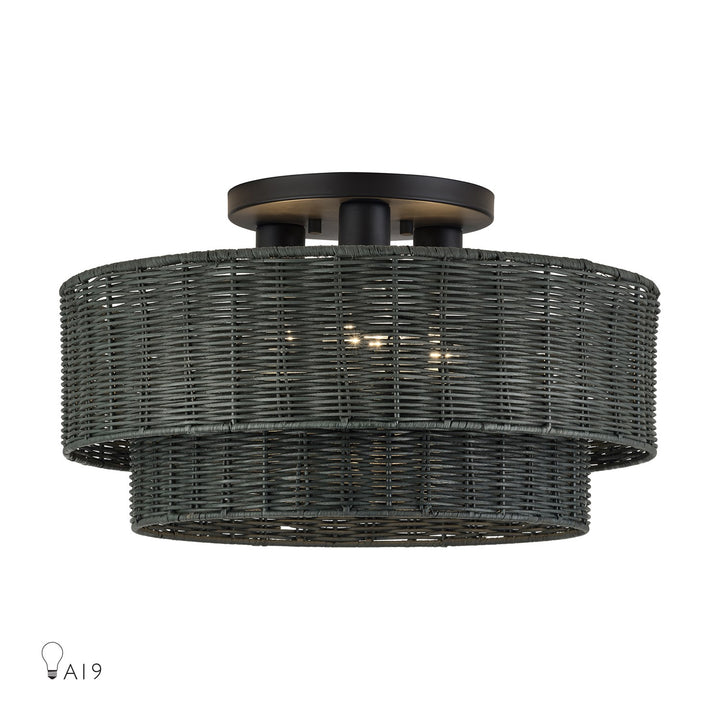 3 Light Black Large Semi-Flush by Livex Lighting