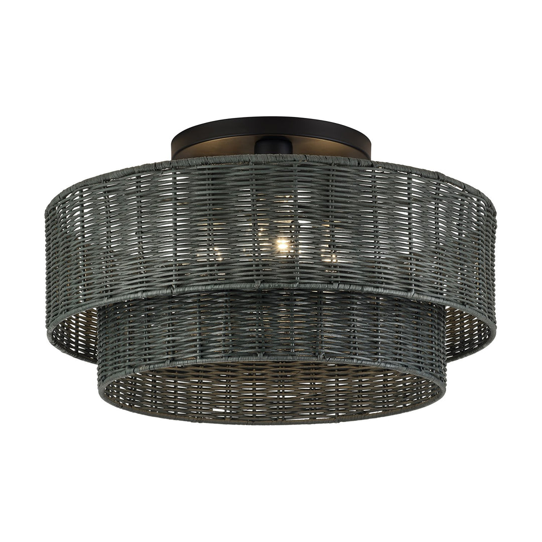 3 Light Black Large Semi-Flush