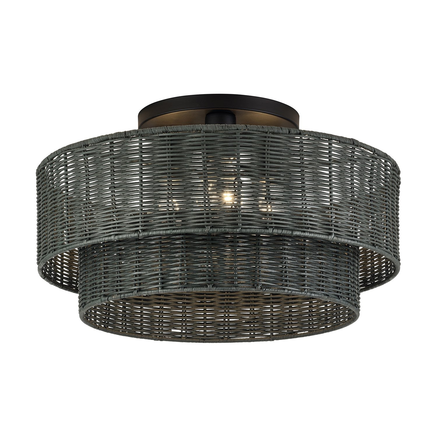 3 Light Black Large Semi-Flush