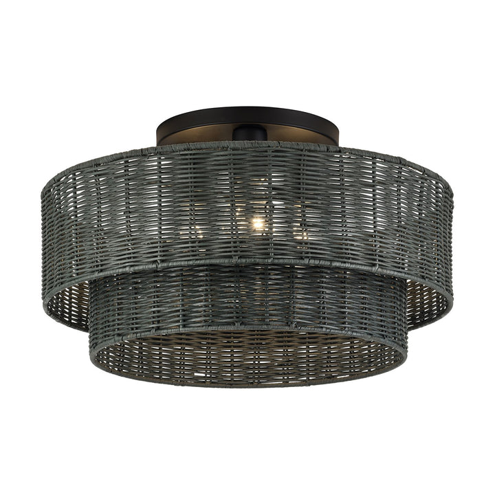3 Light Black Large Semi-Flush