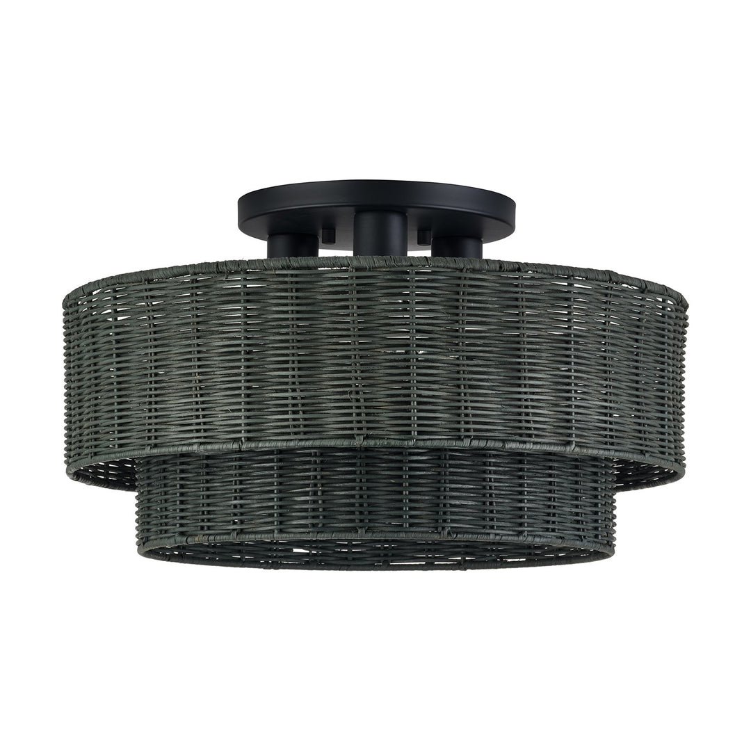 3 Light Black Large Semi-Flush