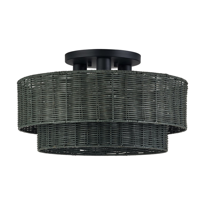 3 Light Black Large Semi-Flush