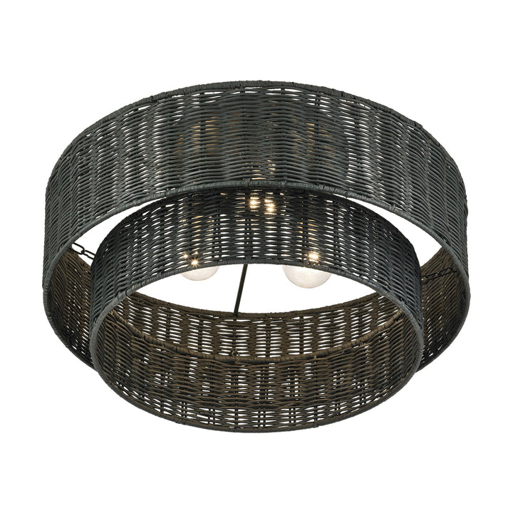 3 Light Black Large Semi-Flush