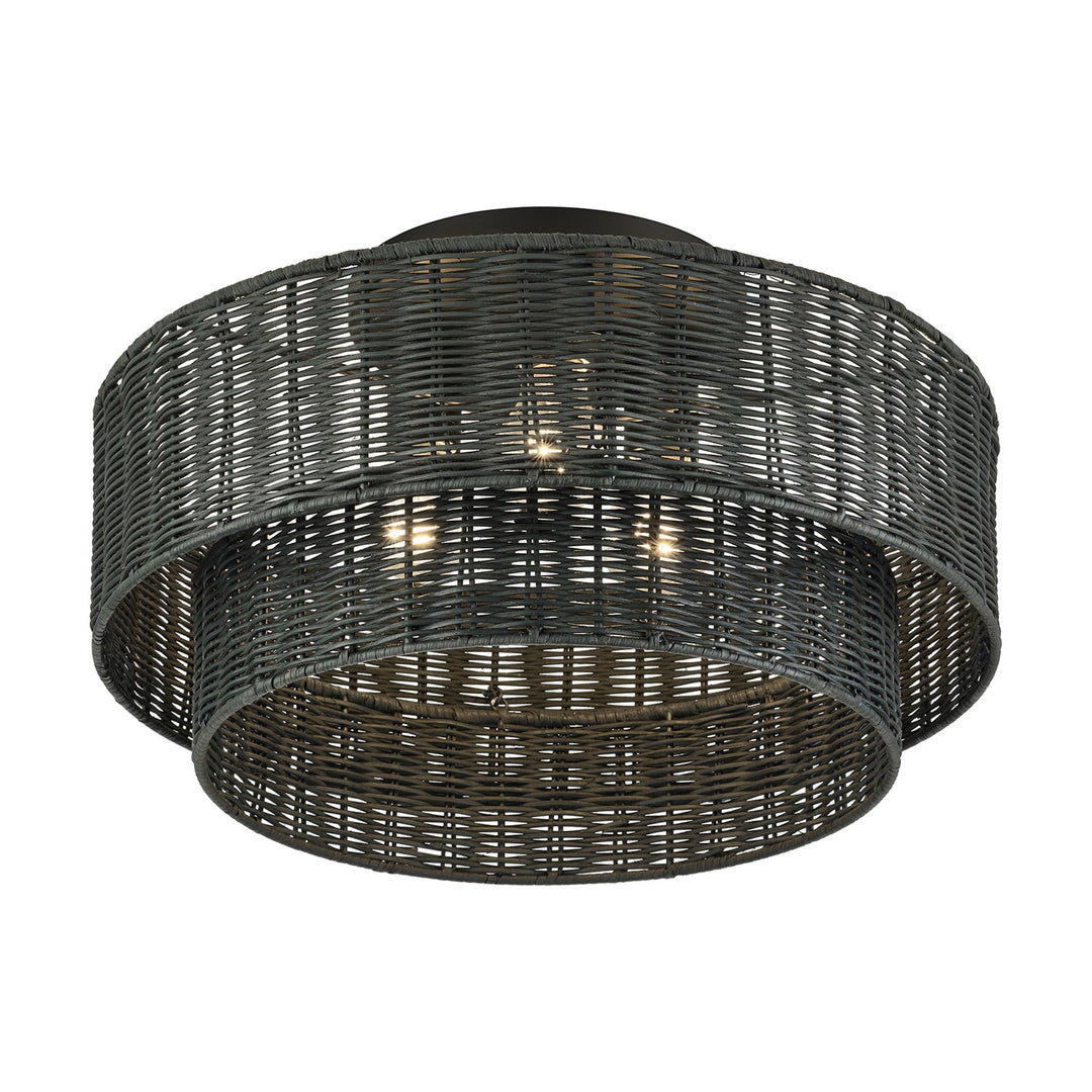 3 Light Black Large Semi-Flush