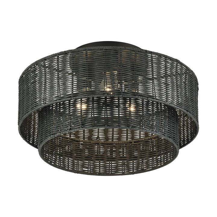 3 Light Black Large Semi-Flush
