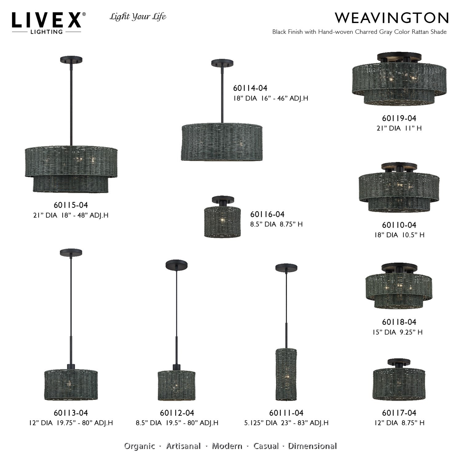 3 Light Black Pendant Chandelier