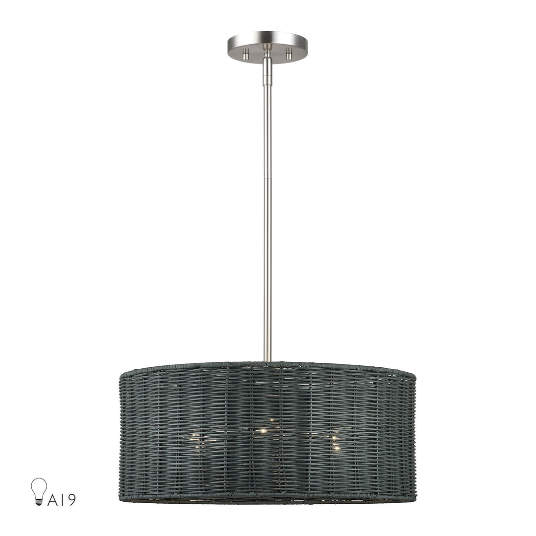 3 Light Brushed Nickel Pendant Chandelier by Livex Lighting