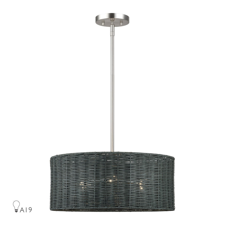 3 Light Brushed Nickel Pendant Chandelier by Livex Lighting