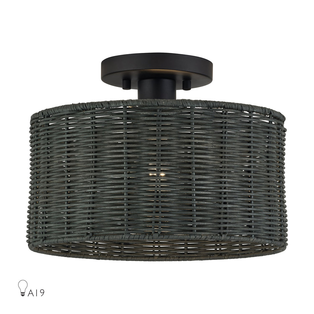 1 Light Black Medium Semi-Flush by Livex Lighting