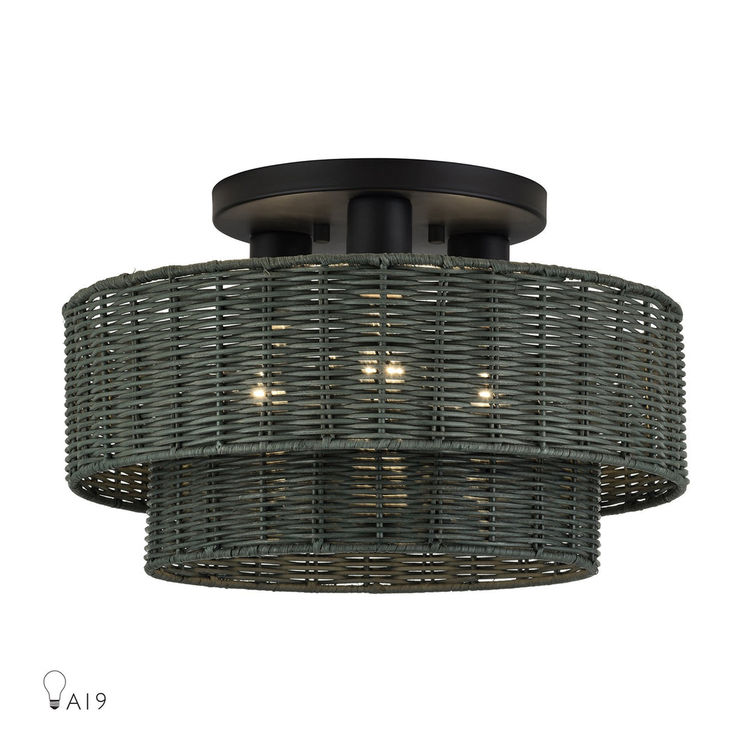 3 Light Black Large Semi-Flush by Livex Lighting