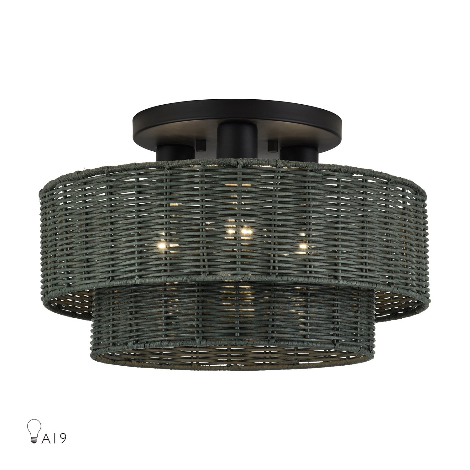 3 Light Black Large Semi-Flush by Livex Lighting