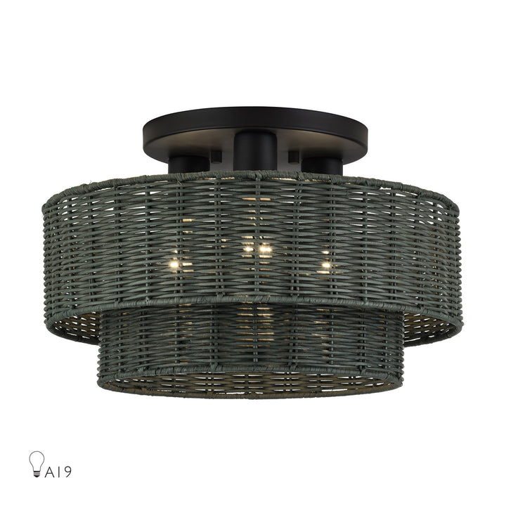 3 Light Black Large Semi-Flush by Livex Lighting