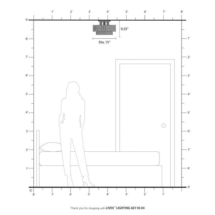 3 Light Black Large Semi-Flush