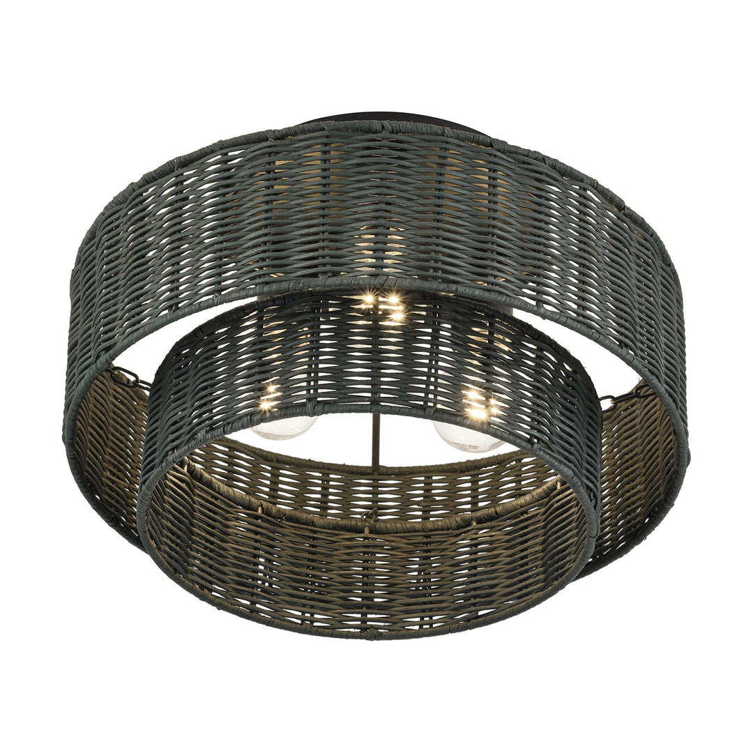 3 Light Black Large Semi-Flush