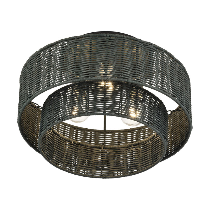 3 Light Black Large Semi-Flush
