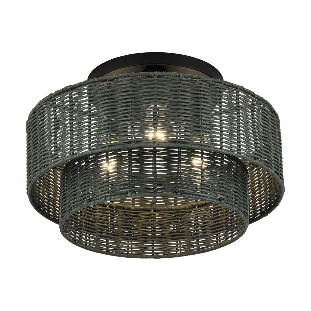 3 Light Black Large Semi-Flush