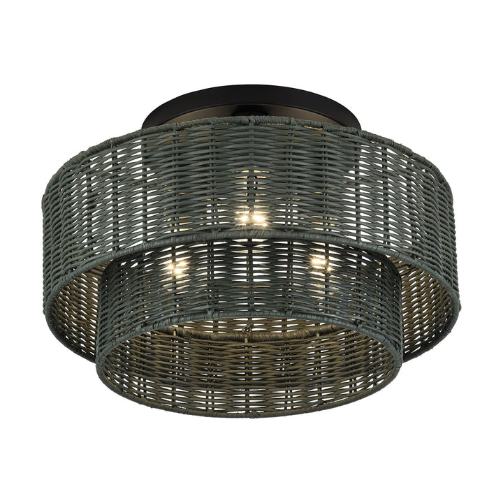 3 Light Black Large Semi-Flush