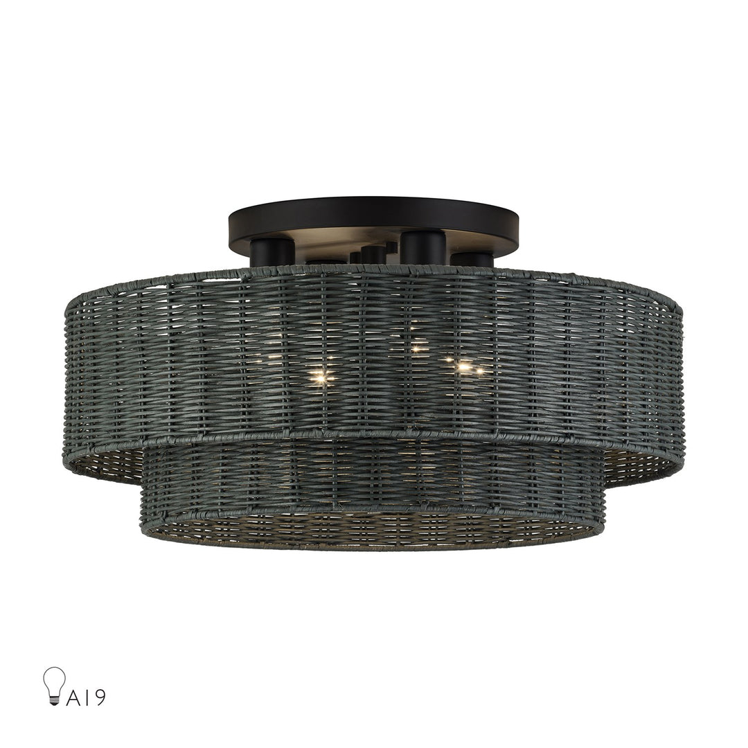 4 Light Black Extra Large Semi-Flush by Livex Lighting