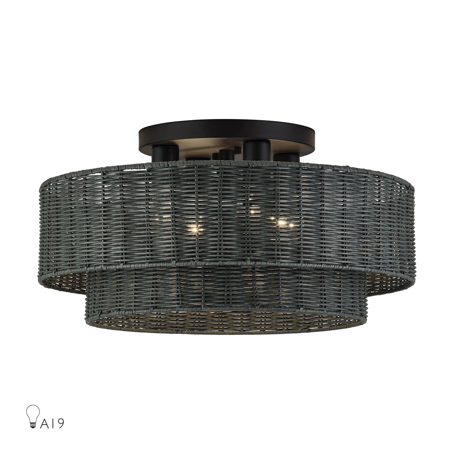 4 Light Black Extra Large Semi-Flush by Livex Lighting