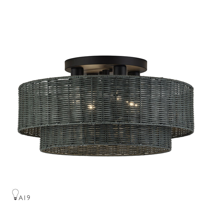 4 Light Black Extra Large Semi-Flush by Livex Lighting