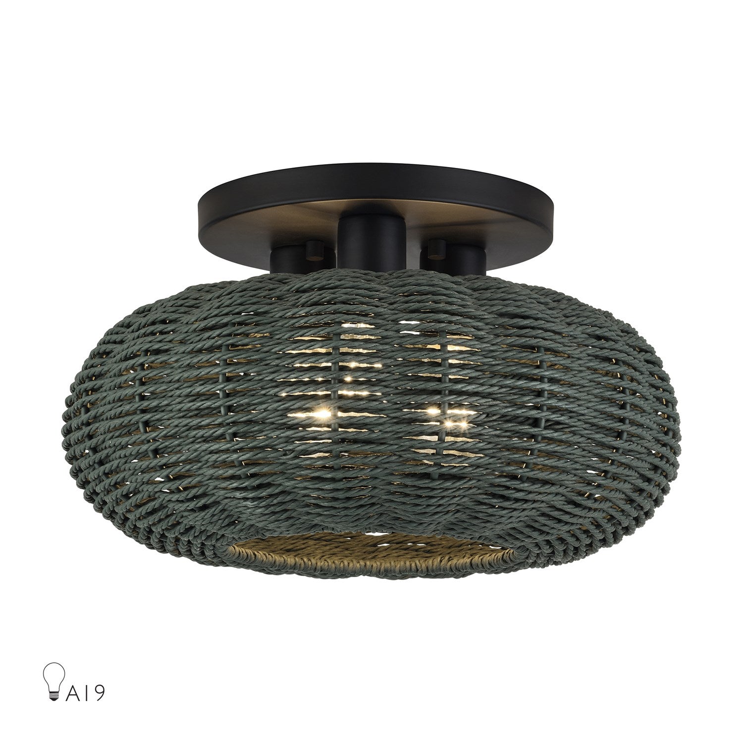 3 Light Black Large Semi-Flush by Livex Lighting