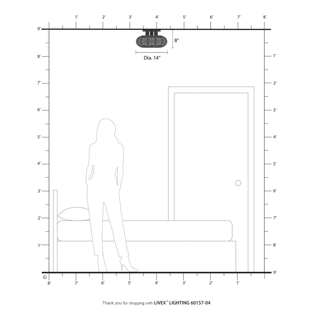 3 Light Black Large Semi-Flush