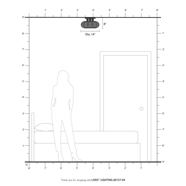 3 Light Black Large Semi-Flush