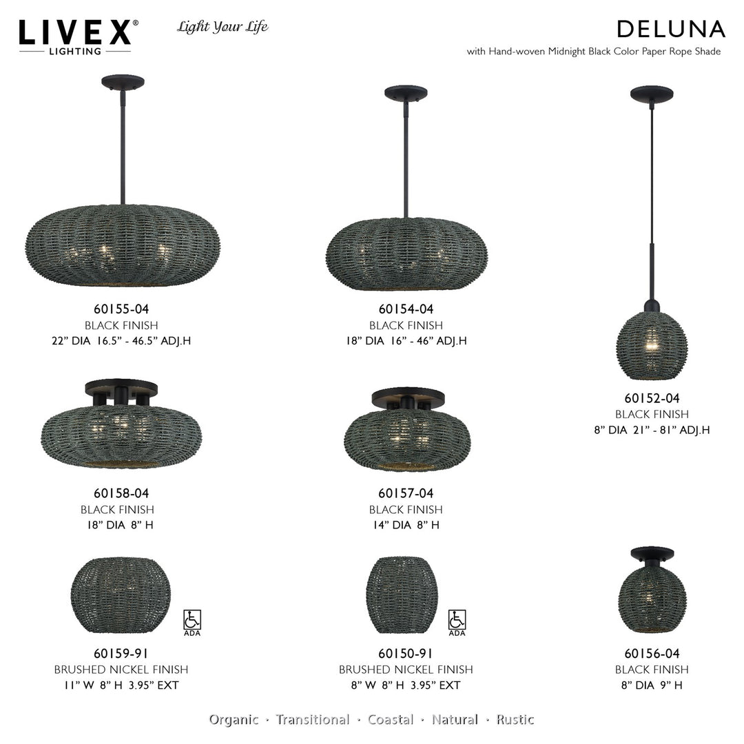 3 Light Black Large Semi-Flush
