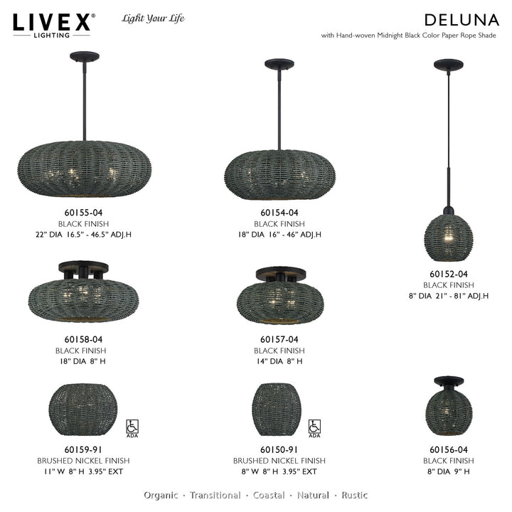 3 Light Black Large Semi-Flush