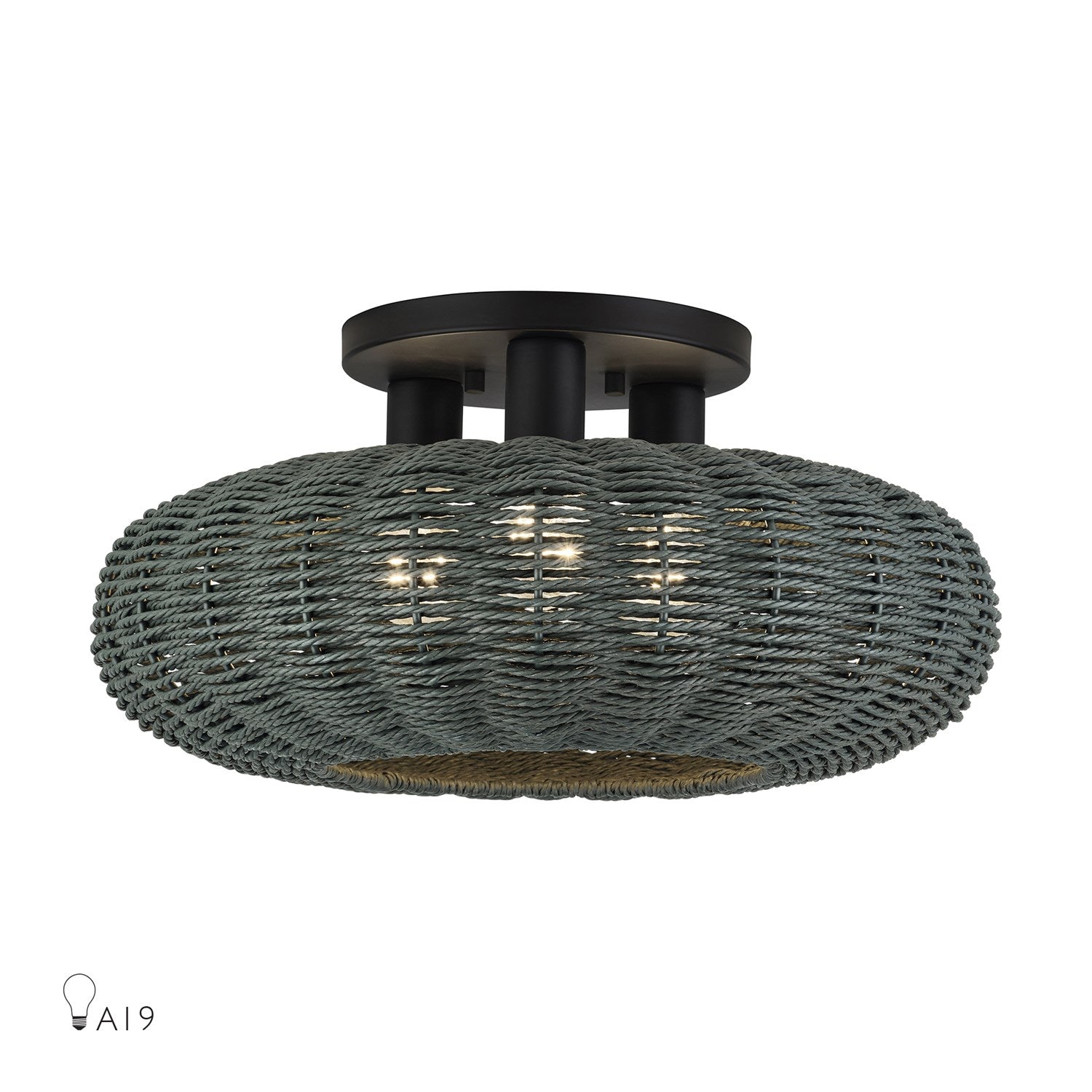 3 Light Black Large Semi-Flush by Livex Lighting