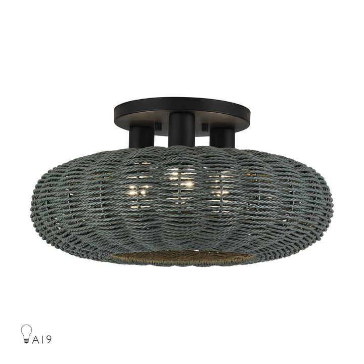 3 Light Black Large Semi-Flush by Livex Lighting