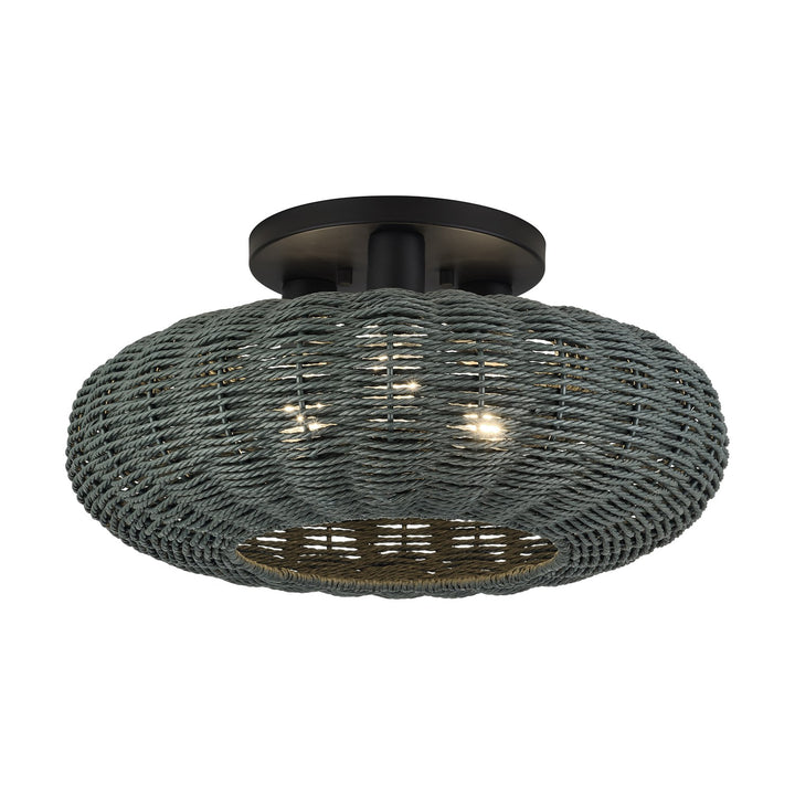3 Light Black Large Semi-Flush