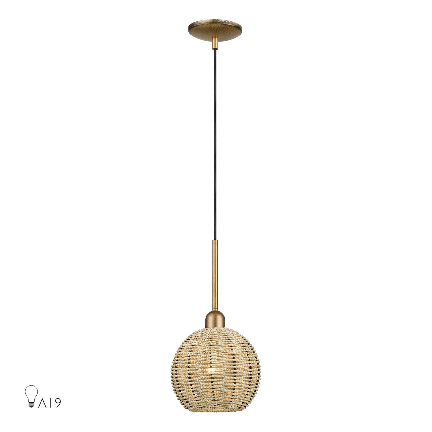 1 Light Antique Gold Leaf Mini Globe Pendant by Livex Lighting