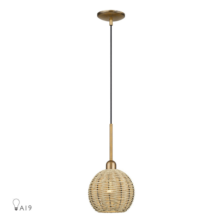 1 Light Antique Gold Leaf Mini Globe Pendant by Livex Lighting