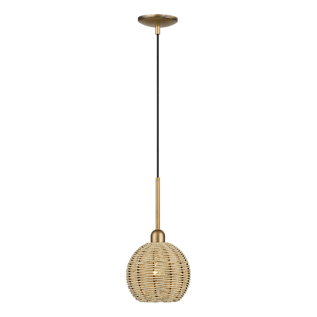 1 Light Antique Gold Leaf Mini Globe Pendant