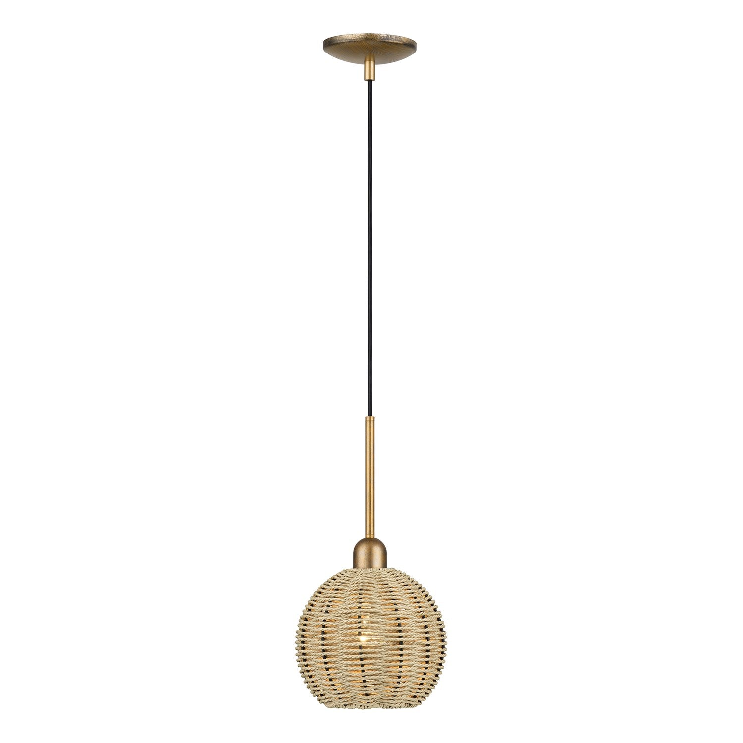 1 Light Antique Gold Leaf Mini Globe Pendant