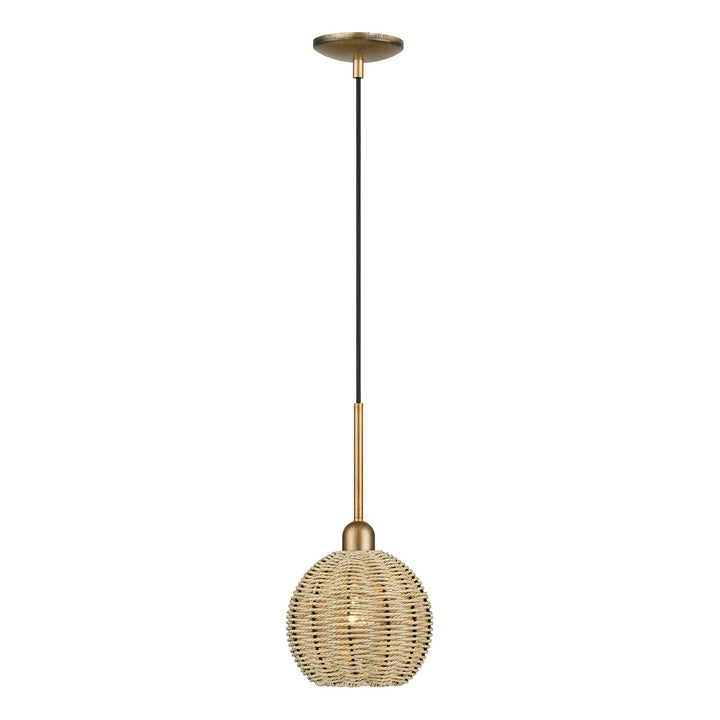 1 Light Antique Gold Leaf Mini Globe Pendant