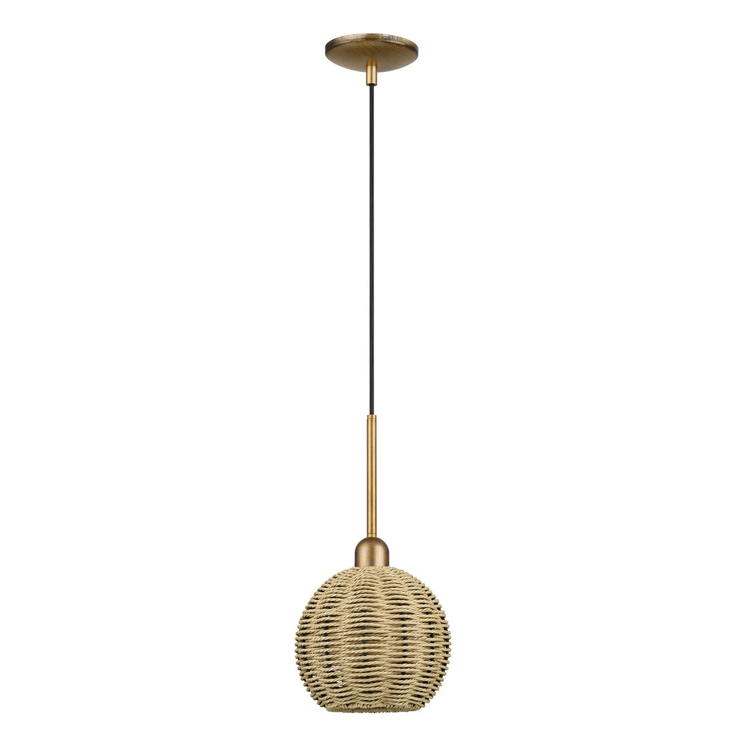 1 Light Antique Gold Leaf Mini Globe Pendant